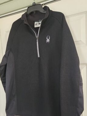 Spyder Men's Waffle Knit Black Half-Zip Pullover